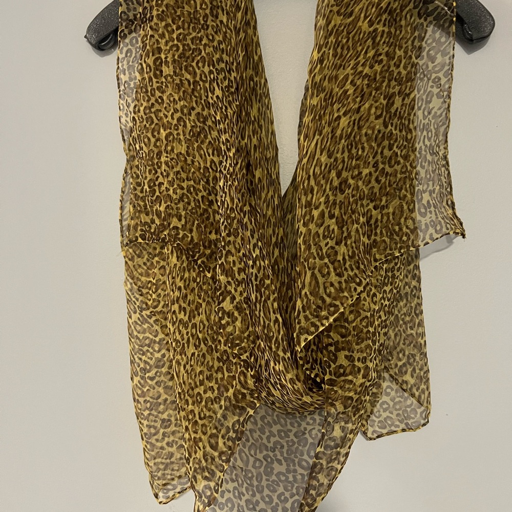 100% silk Leopard Print Sheer Scarf